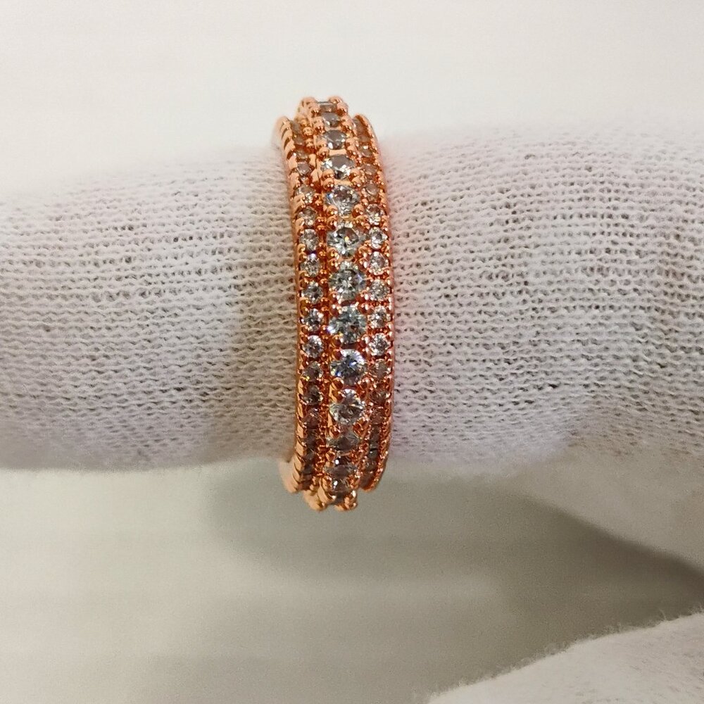 New Rose Gold Tone Ring – Size 8 – Elegant Rhinestone Accent Band